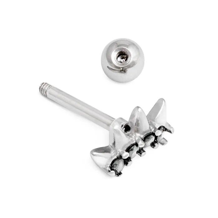 Anal Painful Pleasures 16g 516 Black Jewel Crown Externally Threaded Straight Barbell Price Per 1