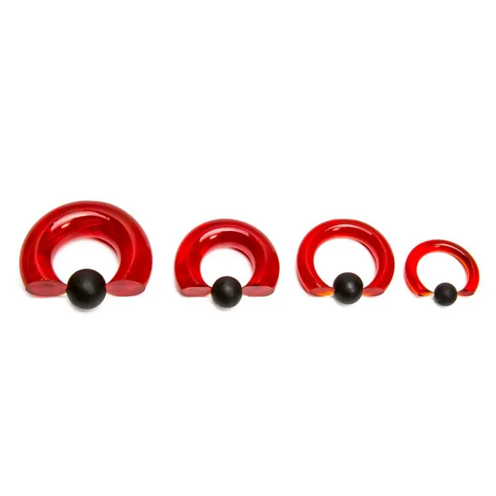 Anal Painful Pleasures 8g00g Red Vampire End Glass Captive Bead Ring with Black Silicone Ball