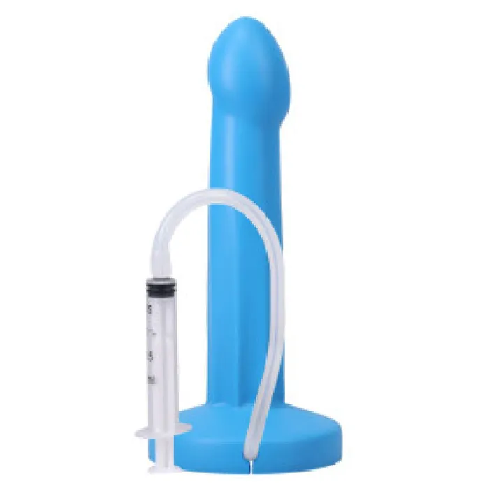 Anal Pop 7 Inch Silicone Squirting Dildo Blue Tantus