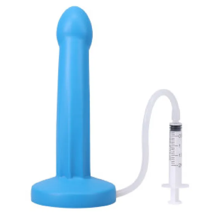 Anal Pop 7 Inch Silicone Squirting Dildo Blue Tantus