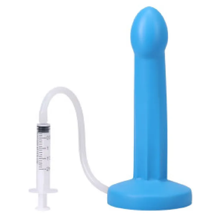 Anal Pop 7 Inch Silicone Squirting Dildo Blue Tantus