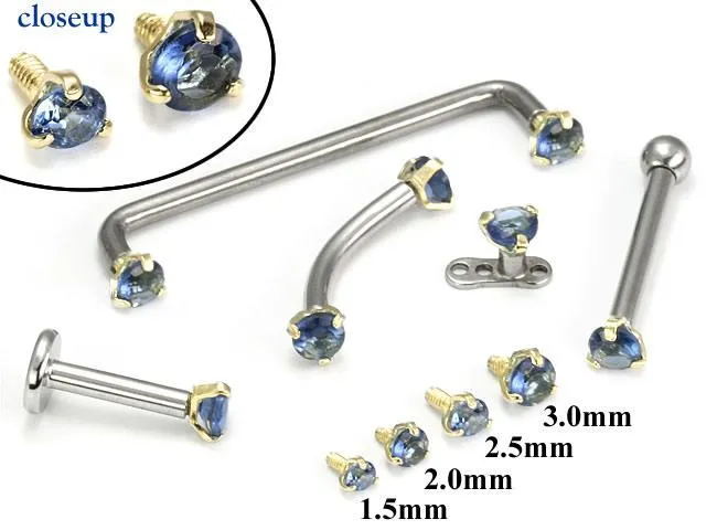 Anal Tilum Tilum 14g12g Internally Threaded Yellow Gold Dark Blue Jewel Top Price Per 1