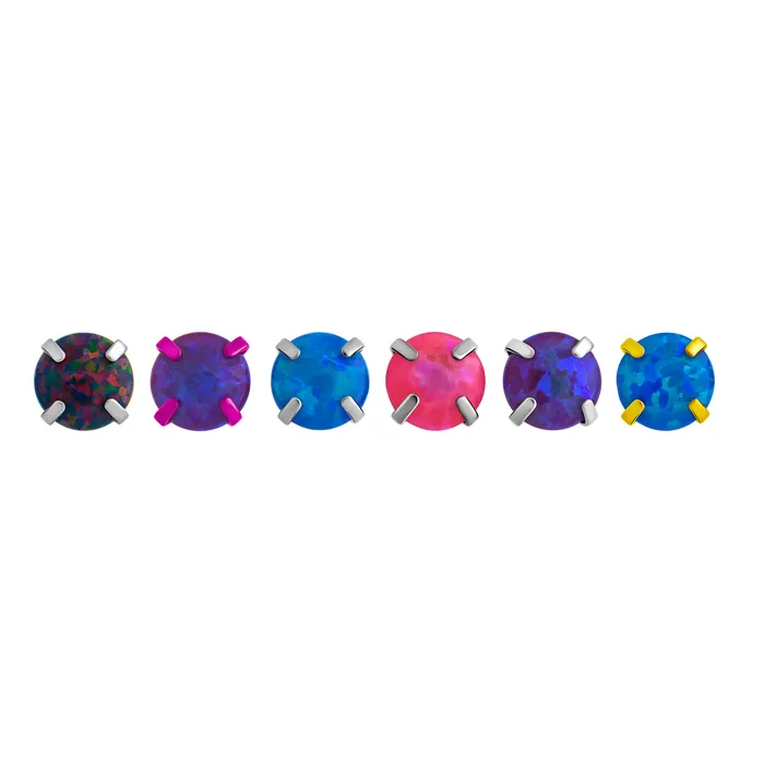 Anal Tilum Tilum 18g16g Internally Threaded Square ProngSet 4mm Round Opal Top Price Per 1