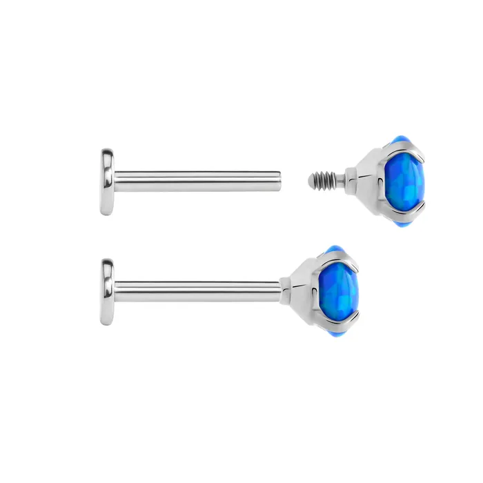 Anal Tilum Tilum 18g16g Internally Threaded Square ProngSet 4mm Round Opal Top Price Per 1