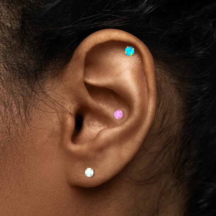 Anal Tilum Tilum 18g16g Internally Threaded Square ProngSet 4mm Round Opal Top Price Per 1