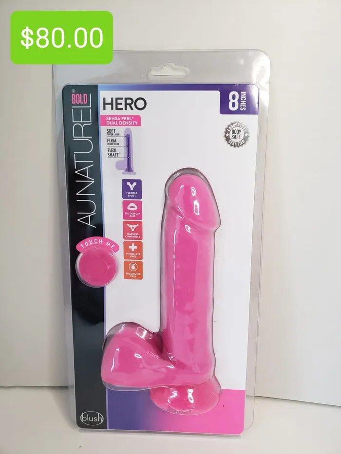 Au Naturel Bold Hero 8 inch Pleasher Spot Dildos