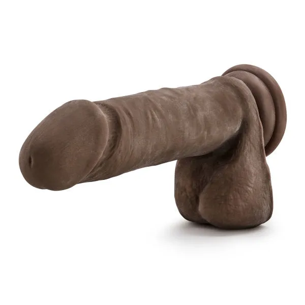 Blush Dildos Au Naturel 8 Inch Dual Density Suction Cup Dildo with Balls Chocolate