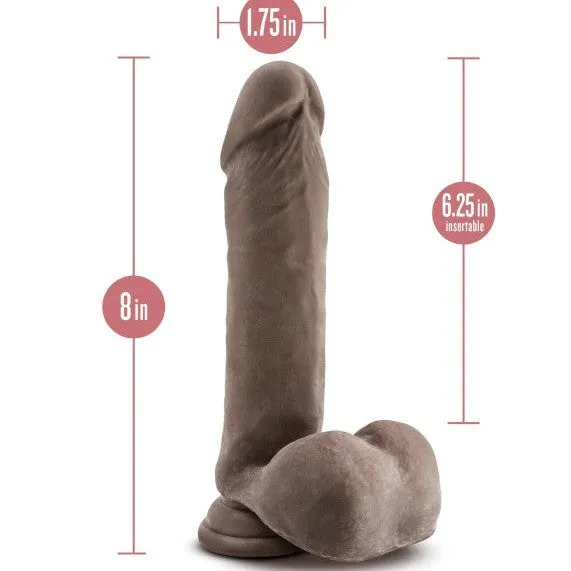 Blush Dildos Au Naturel 8 Inch Dual Density Suction Cup Dildo with Balls Chocolate