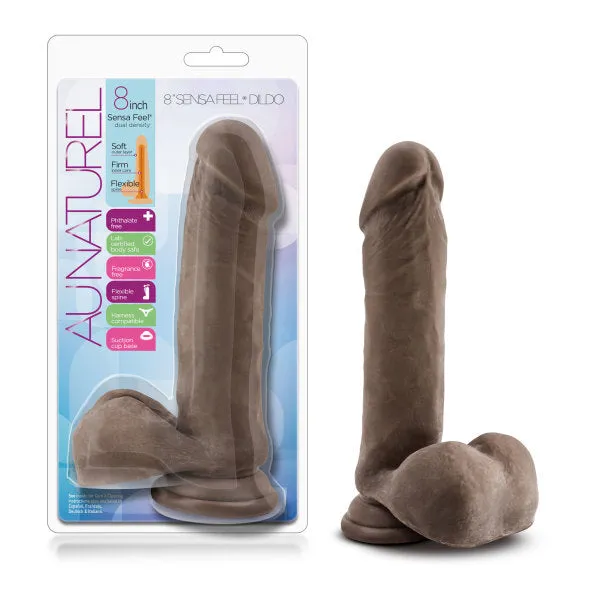 Blush Dildos Au Naturel 8 Inch Dual Density Suction Cup Dildo with Balls Chocolate