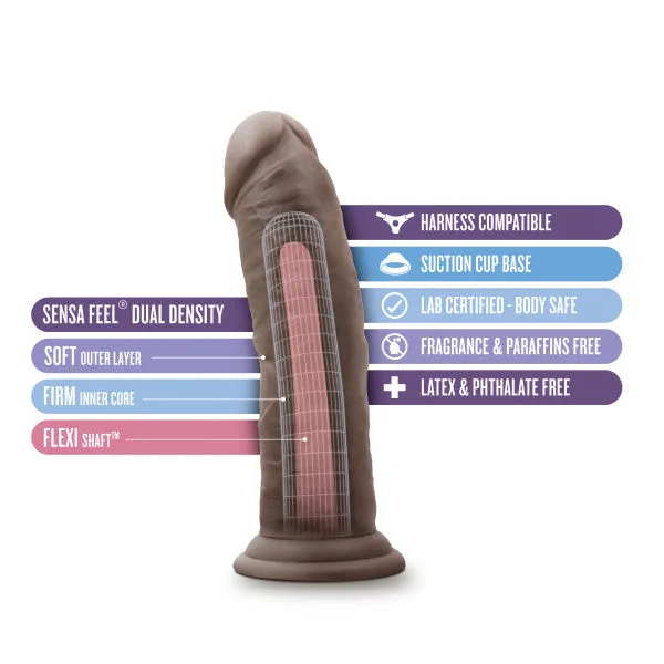 Blush Dildos Au Naturel 8 Inch Realistic Feel Dual Density Suction Cup Dildo Dark Chocolate