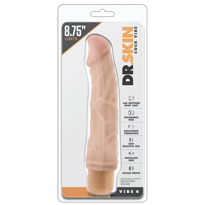 Blush Novelties Dildos Dr Skin Cock Vibe Vibrating Dildo Vanilla 9 Inch