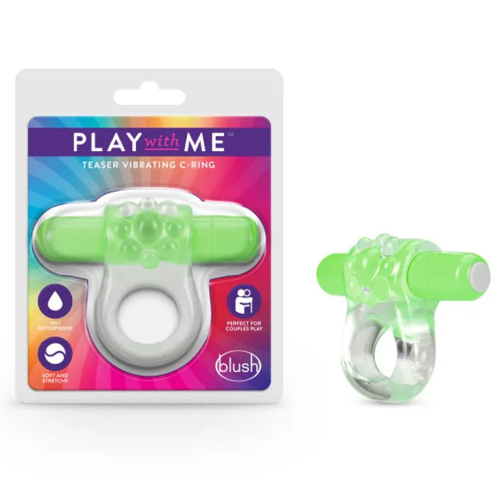 Blush Teaser Vibrating Beginners Cock Ring Glow in the Dark Green Male Sex Toys