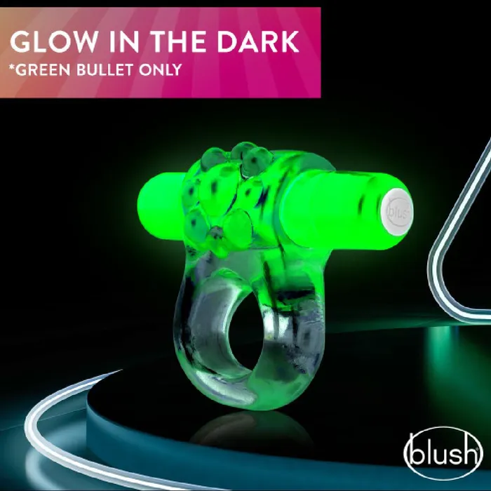 Blush Teaser Vibrating Beginners Cock Ring Glow in the Dark Green Male Sex Toys