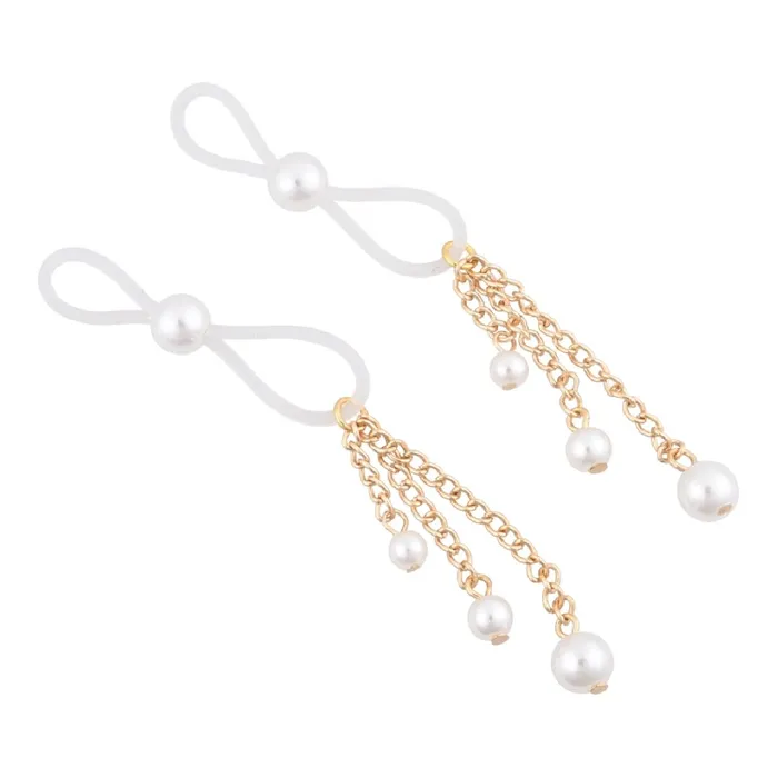 Couples Sex and Mischief Gold Pearl Nipple Ties Sportsheets