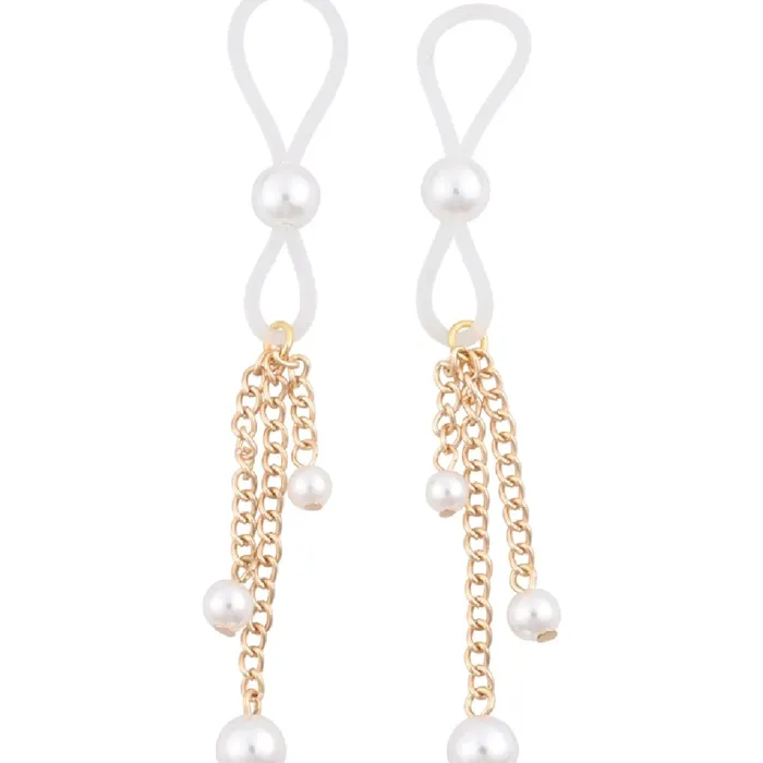 Couples Sex and Mischief Gold Pearl Nipple Ties Sportsheets