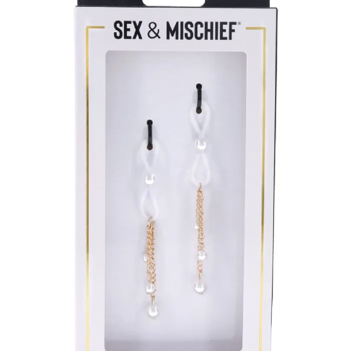 Couples Sex and Mischief Gold Pearl Nipple Ties Sportsheets