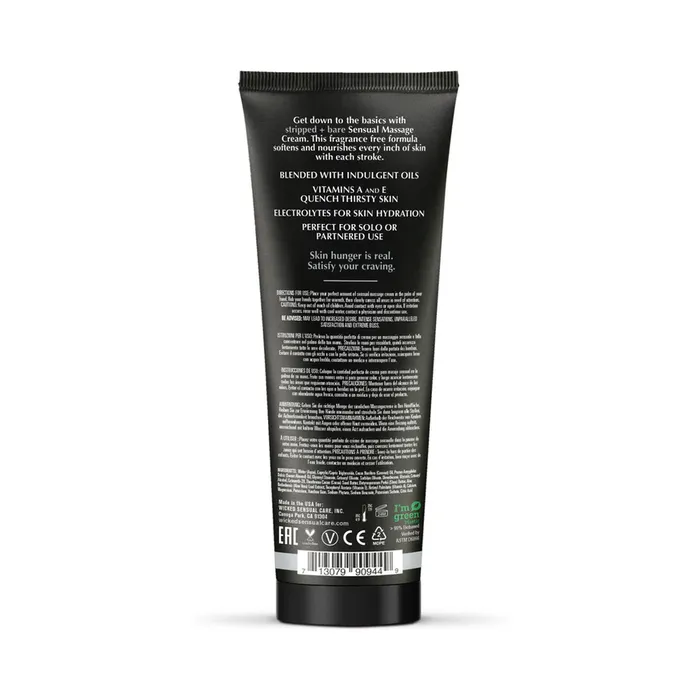 Couples Wicked Lubes Wicked Sensual Massage Cream Stripped Bare Unscented