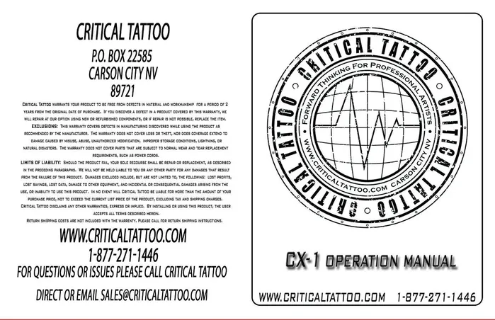 Critical Tattoo Male Sex Toys Critical Tattoo CX1 Generation 2 Micro Power Supply