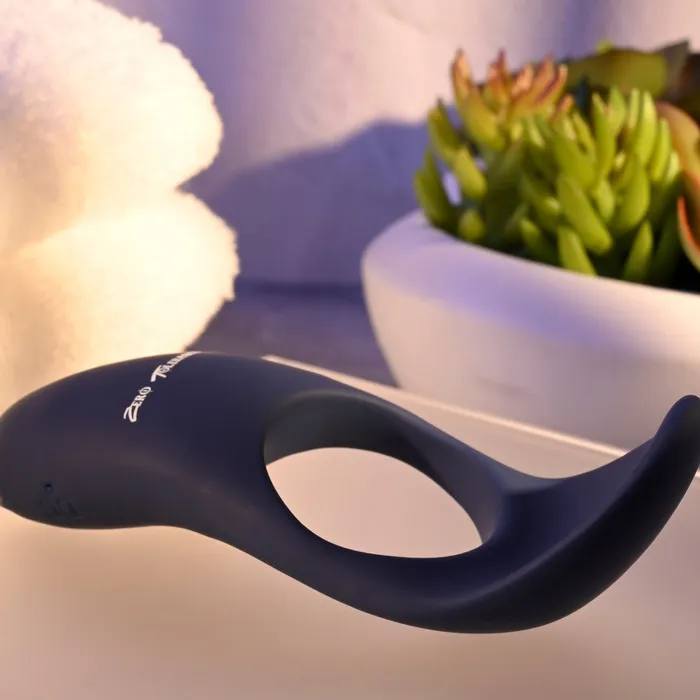 Cup Em Vibrating Cock Ring with Ball Cup Blue Evolved Novelties Male Sex Toys
