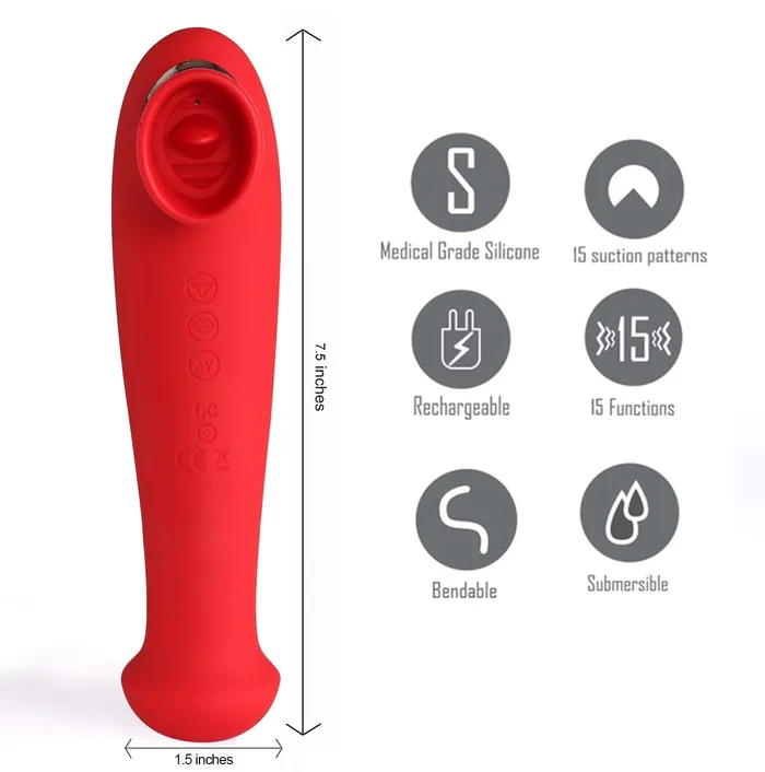 DESTINY 15Function Rechargeable Suction Vibration 3 Motors Red Maia Toys Vibrators