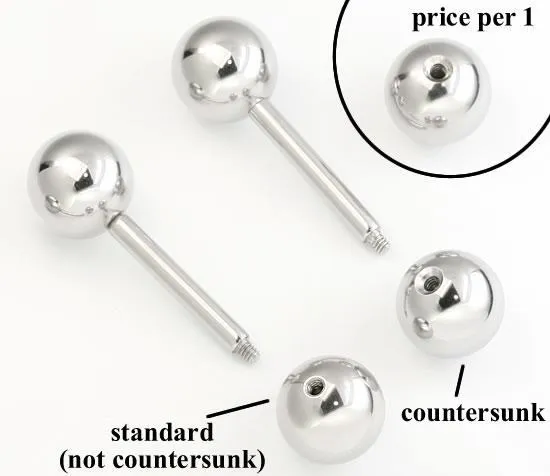 Dildos Painful Pleasures 10g Stainless Steel Counter Sunk Counterbored Balls in Various Sizes Price Per 1
