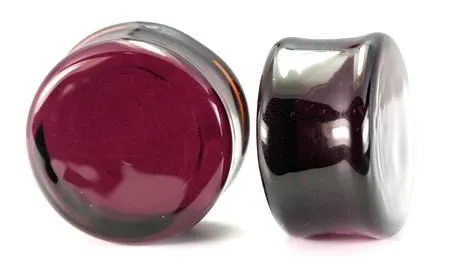 Dildos Painful Pleasures FLAT PLUGS Purple Glass Ear Gauge Jewelry Price Per 1