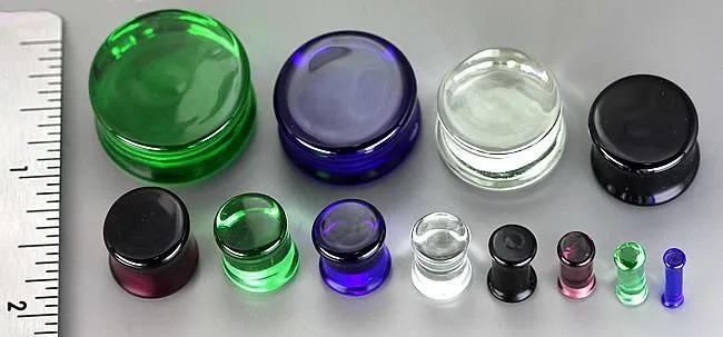 Dildos Painful Pleasures FLAT PLUGS Purple Glass Ear Gauge Jewelry Price Per 1