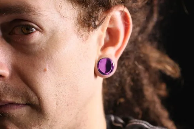 Dildos Painful Pleasures FLAT PLUGS Purple Glass Ear Gauge Jewelry Price Per 1