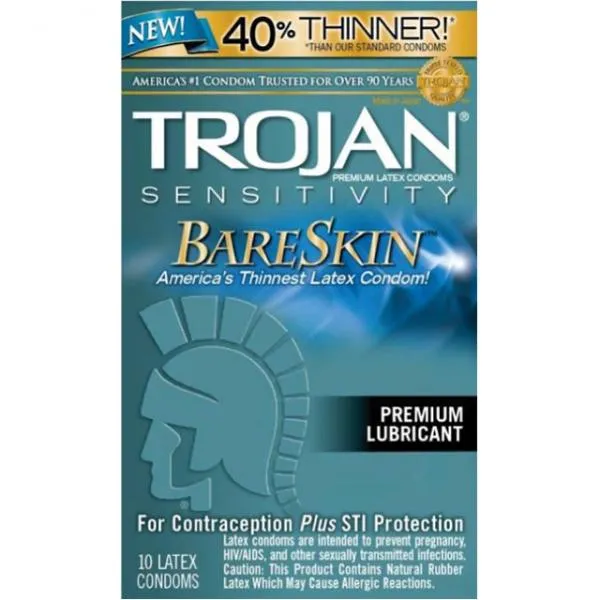 Dildos Paradise Marketing Trojan Bare Skin Lubricated Condoms 10