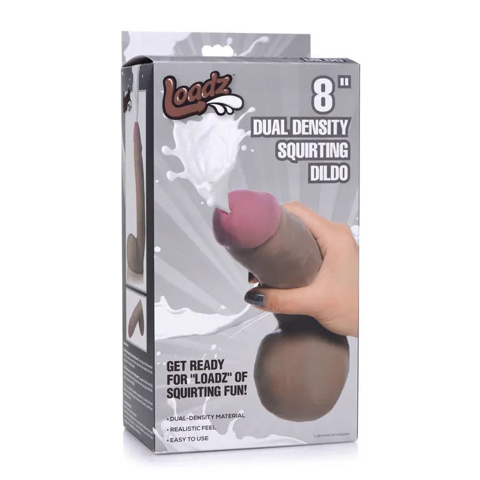 Dildos XR Brands Loadz Squirting 8 Inch Chocolate Tone Dildo Squeeze and Squirt