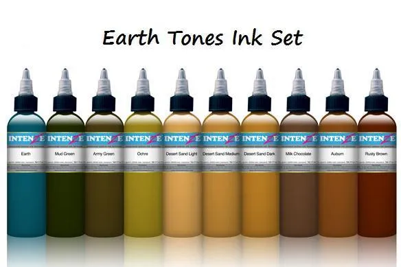 Earth Tones Color Tattoo Ink Set 10 Bottles 1oz Intenze Female Sex Toys