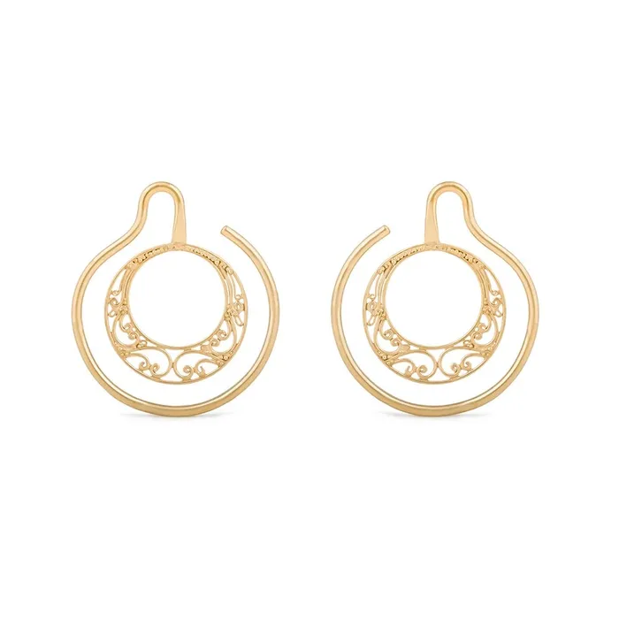 Elementals Organics French Filigree Crescent Gold Plated Ear Weight 4mm Thick Price Per 1 Anal