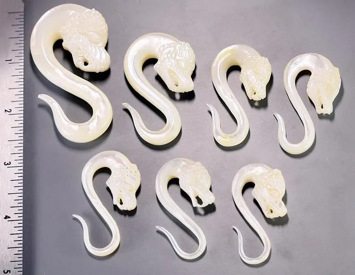 Elementals Organics Male Sex Toys Mother of Pearl DRAGON HEAD Hanger Organic Jewelry 2mm 8mm Price Per 1