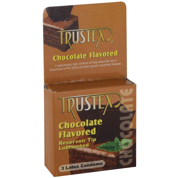 Enhancers Paradise Marketing Trustex Flavored Latex Lubricated Condoms Chocolate 3Pack