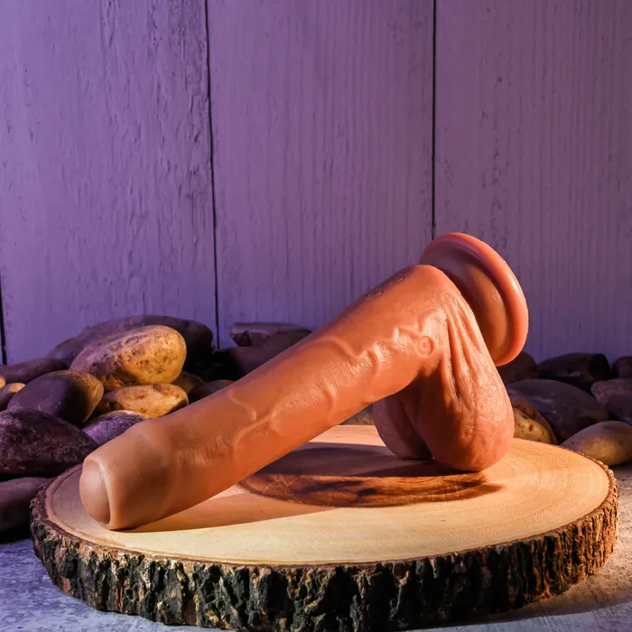 Evolved Novelties Peek A Boo Uncut Vibrating 8 Silicone Caramel Dildo Female Sex Toys