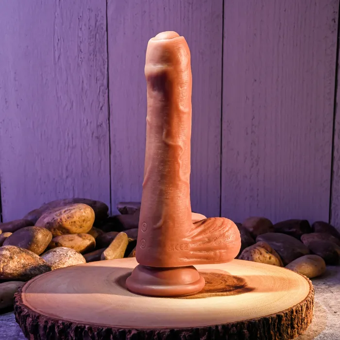 Evolved Novelties Peek A Boo Uncut Vibrating 8 Silicone Caramel Dildo Female Sex Toys