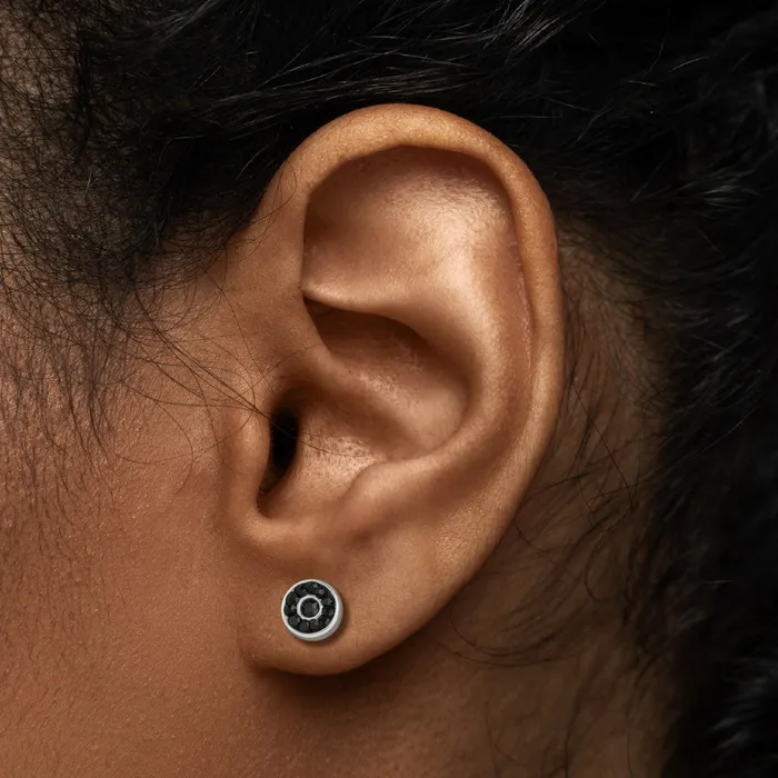 FAKE PLUG 12 Stone Black BLING Fake Piercing 16g thin post Price Per 1 Painful Pleasures Anal