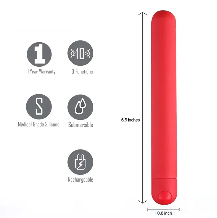 Female Sex Toys Maia Toys Maia Toys ABBIE USB Rechargeable XLong Super Charged Bullet Red