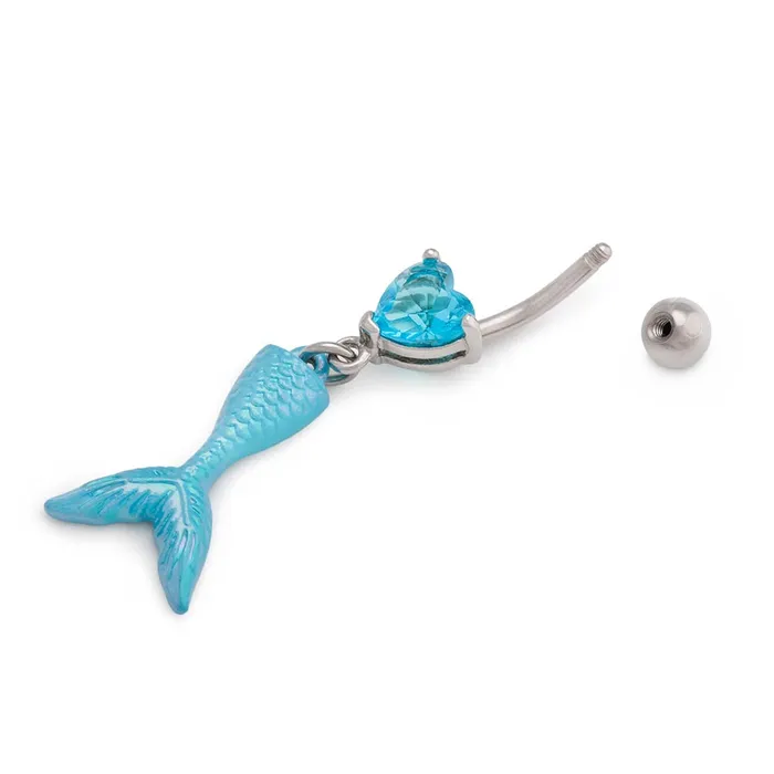 Female Sex Toys Painful Pleasures 14g 38 Sparkle Mermaid Dangle Belly Button Ring