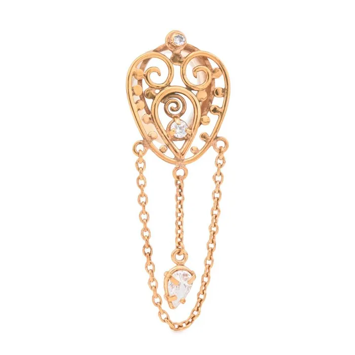 Female Sex Toys Painful Pleasures Gold Plated Filigree Heart Tear Drop Tunnel with Chains Price Per 1 Female Sex Toys Painful Pleasures Gold Plated Filigree Heart Tear Drop Tunnel with Chains Price Per 1