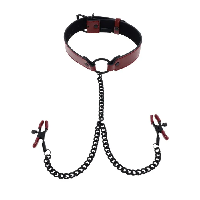 Female Sex Toys Sportsheets Saffron Collar with Nipple Clamps