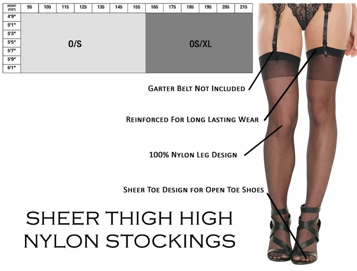 Hosiery Coquette Thigh High Sheer Nylon Stockings Hosiery Coquette