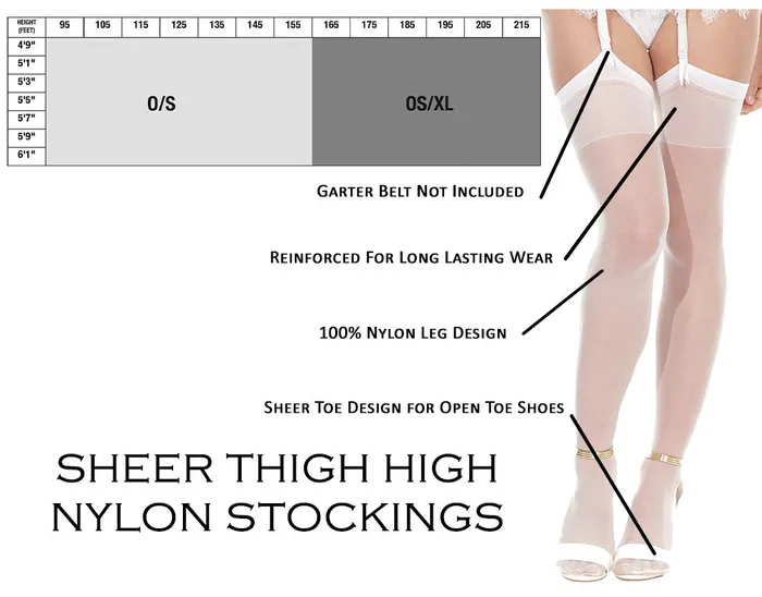Hosiery Coquette Thigh High Sheer Nylon Stockings Hosiery Coquette