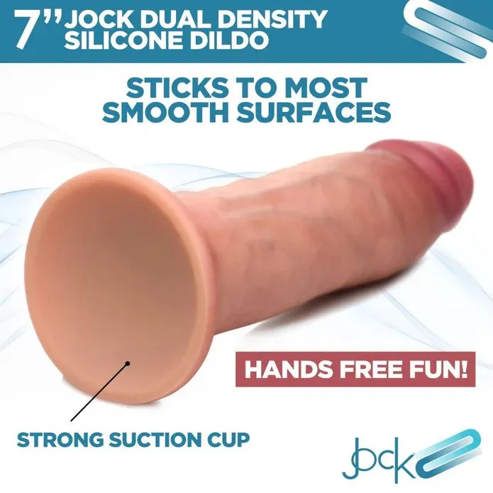 Jock Dual Density Silicone Thick 7 Inch Dildo with Suction Cup Vanilla XR Brands Female Sex Toys