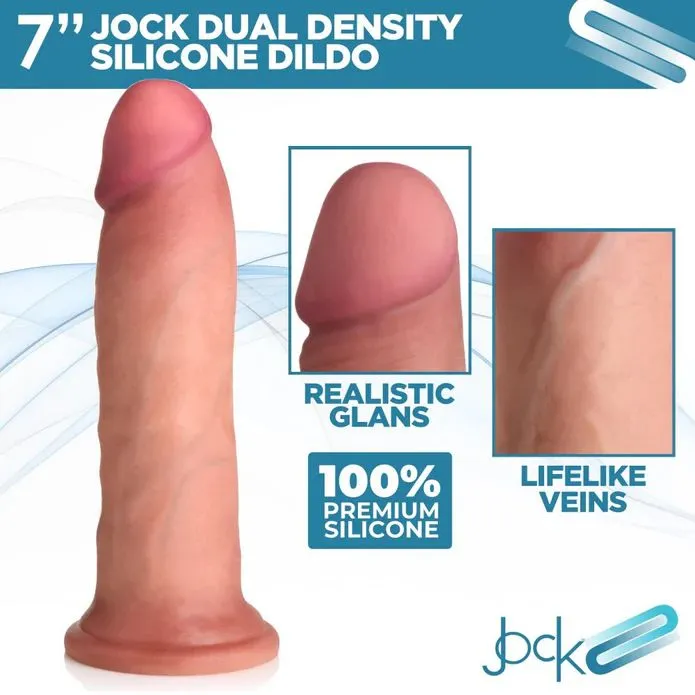 Jock Dual Density Silicone Thick 7 Inch Dildo with Suction Cup Vanilla XR Brands Female Sex Toys