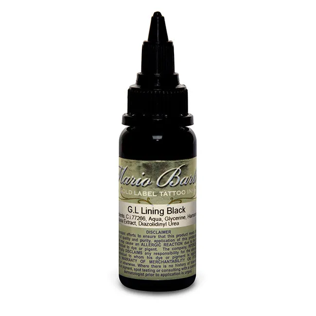 Lining Black Mario Barth Gold Label Intenze Tattoo Ink 1oz Bottle Intenze Anal