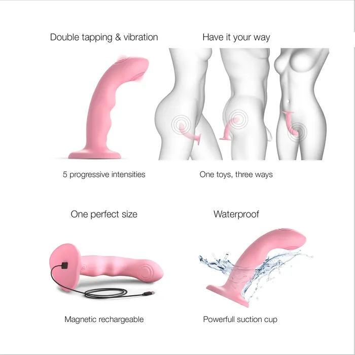 Lovely Planet Female Sex Toys Strap on Me GSpot Tapping Silicone Dildo Pink