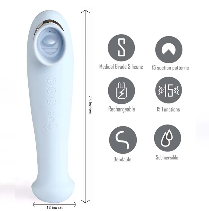 Maia Toys DESTINY 15Function Rechargeable Suction Vibration 3 Motors BLUE Maia Toys Vibrators
