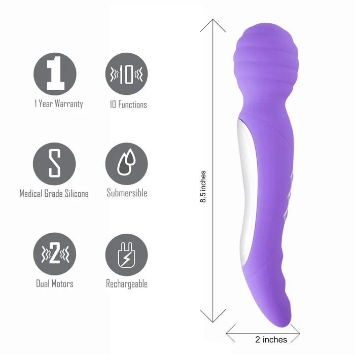 Maia Toys Vibrators ZOE Twisty USB Rechargeable Dual Vibrating Pleasure Wand PURPLE