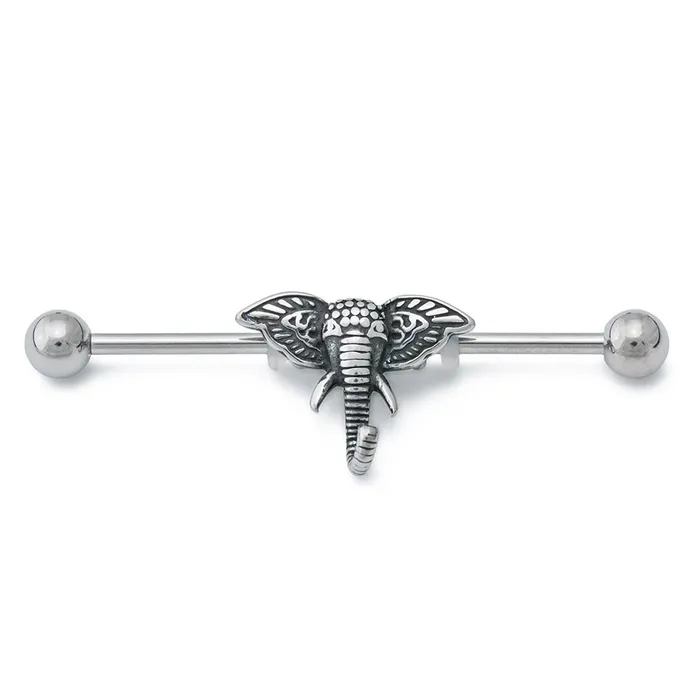 Male Sex Toys Painful Pleasures 14g 112 African Elephant Head Industrial Barbell Male Sex Toys Painful Pleasures 14g 112 African Elephant Head Industrial Barbell